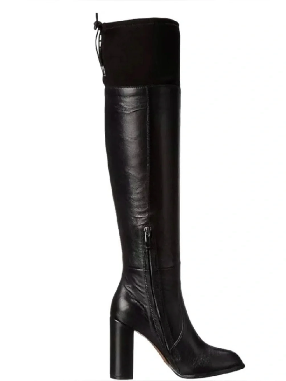 French Connection Calina Black Leather & Suede Over The Knee Boots Women’s 8.5